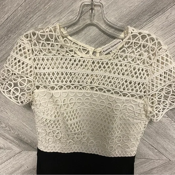 Karina Grimaldi | Lace Crochet Jumpsuit In White And Black Size M - Picture 4 of 7